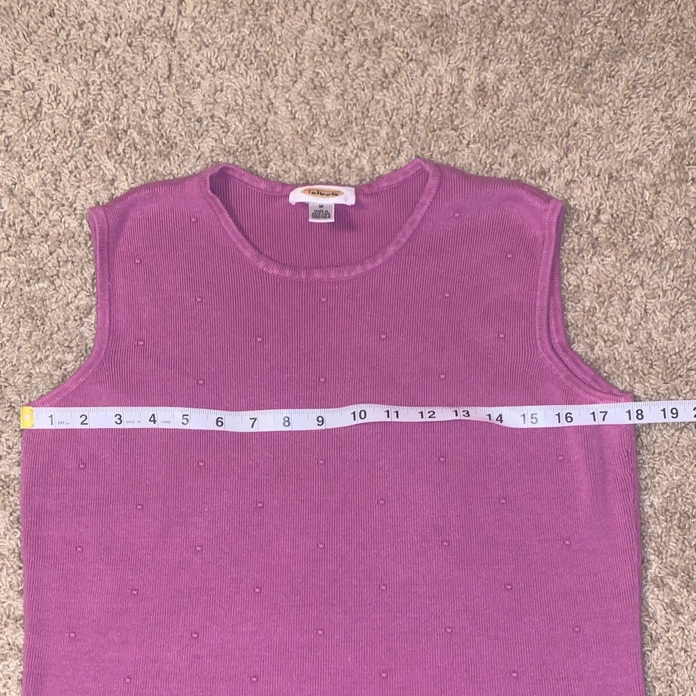 Women’s Talbots Lilac Purple Sleeveless Knit Dotted Cropped Sweater Vest Medium - Picture 5 of 8